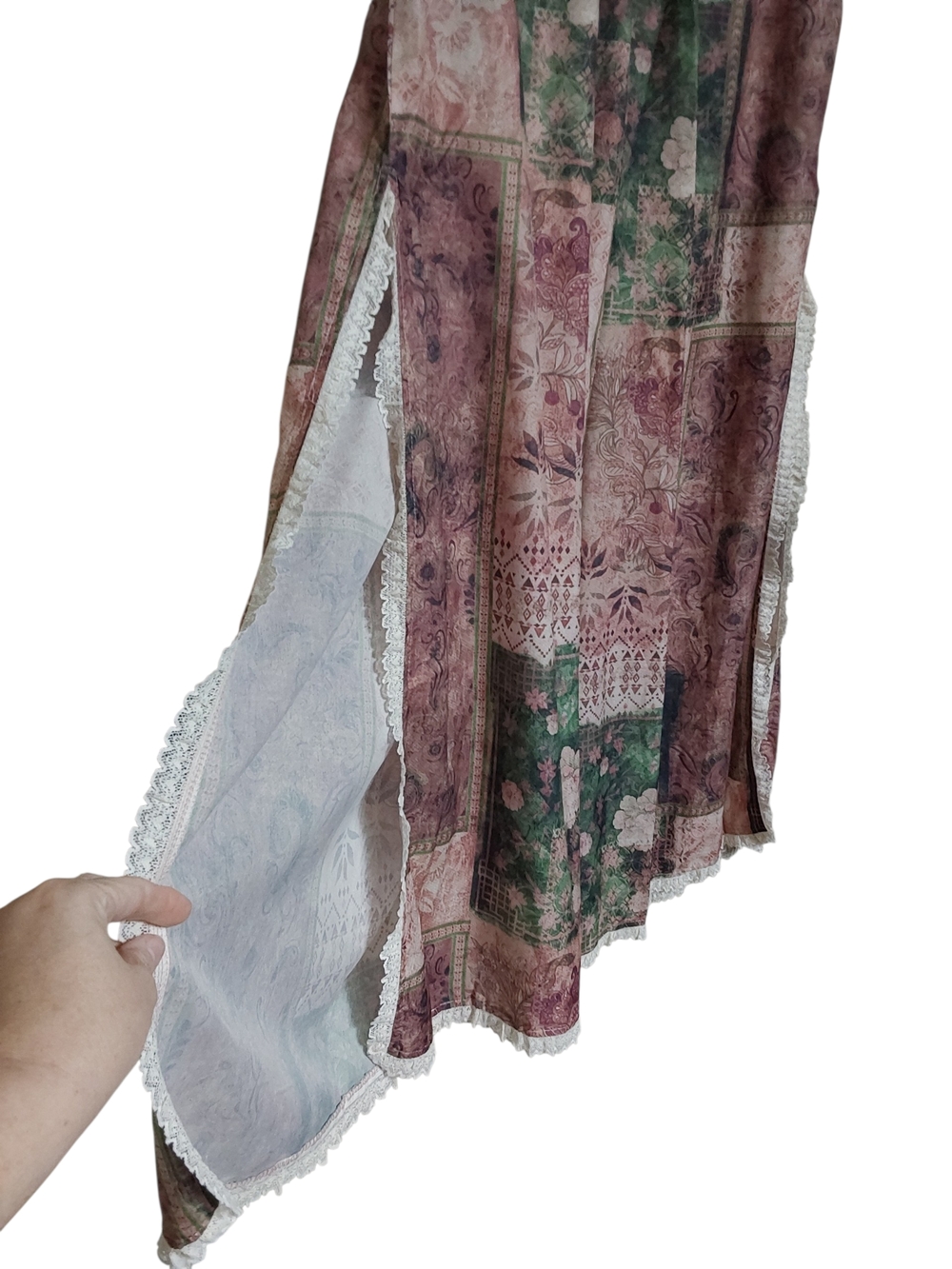 POL Rose Patchwork Floral Wide-Leg Pants - Picture 5 of 7